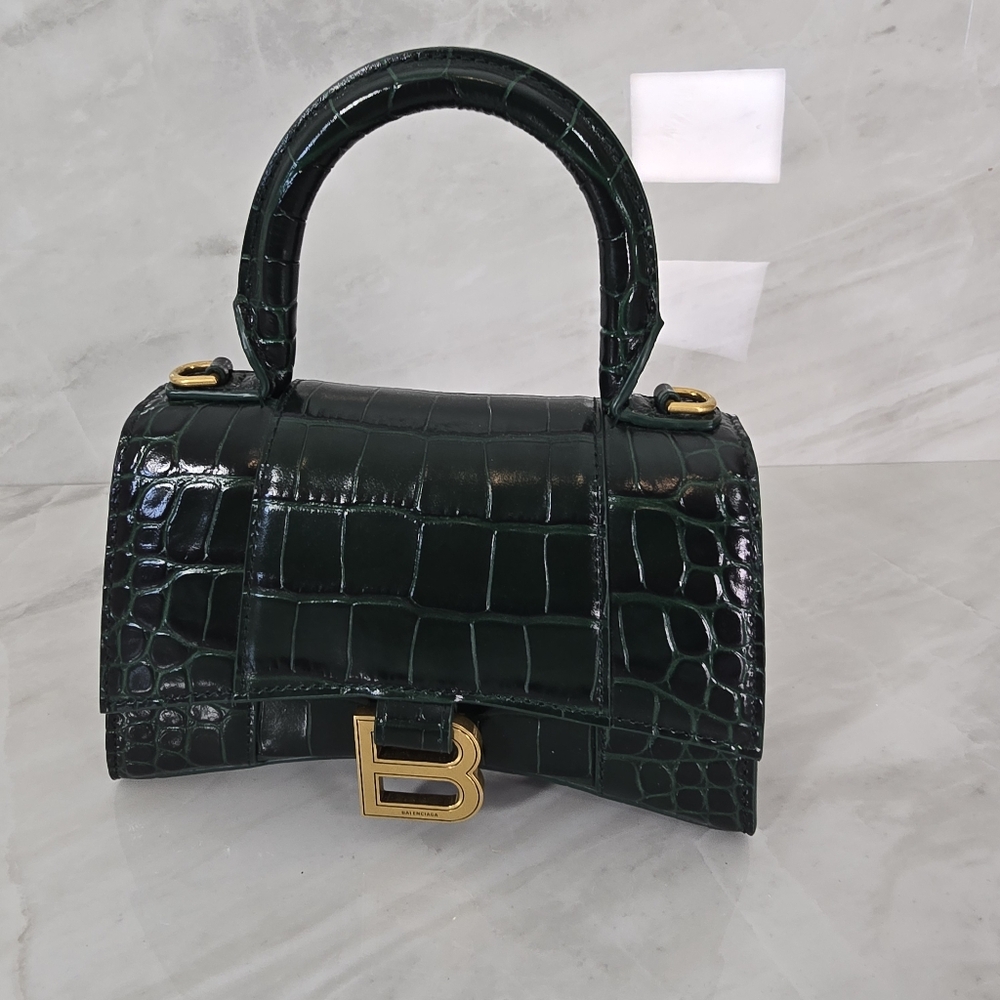 Balenciaga Green Crocodile-Embossed Handbag